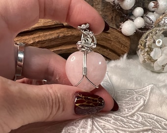 "Rose Quartz Heart" pendant, unique handmade jewelry, lithotherapy, crafts, gift idea, Christmas, love