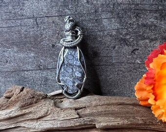 "Fossil Coral" pendant, unique handmade jewelry