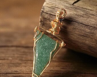Green Aventurine Pendant, unique handmade jewelry