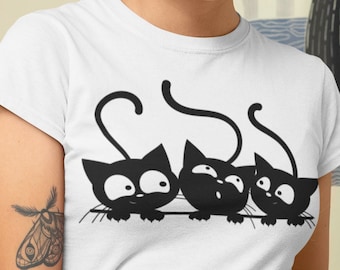 Kuckuck-Katzen-Grafik-T-Shirt: Verspieltes Katzenliebhaber-T-Shirt