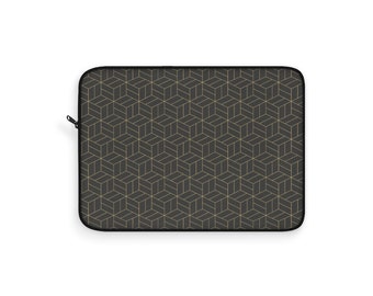 Black Cubes Abstract Geometric Laptop Sleeve