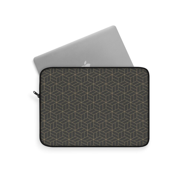 Black Cubes Abstract Geometric Laptop Sleeve