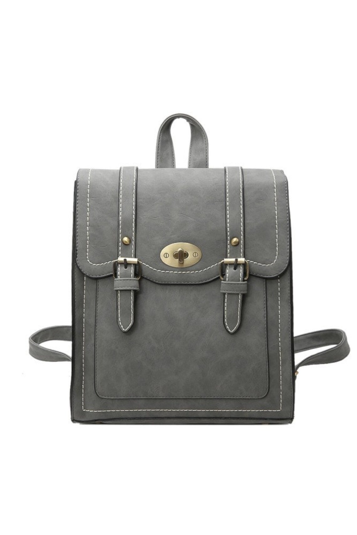 Gray Vegan Leather Convertible Backpack Etsy