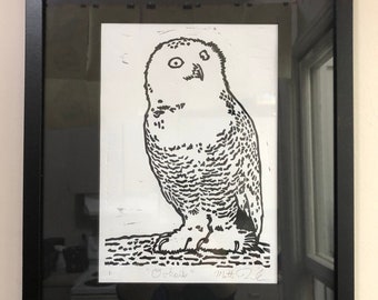 Ookpik (Snowy Owl) Lino-Cut Print