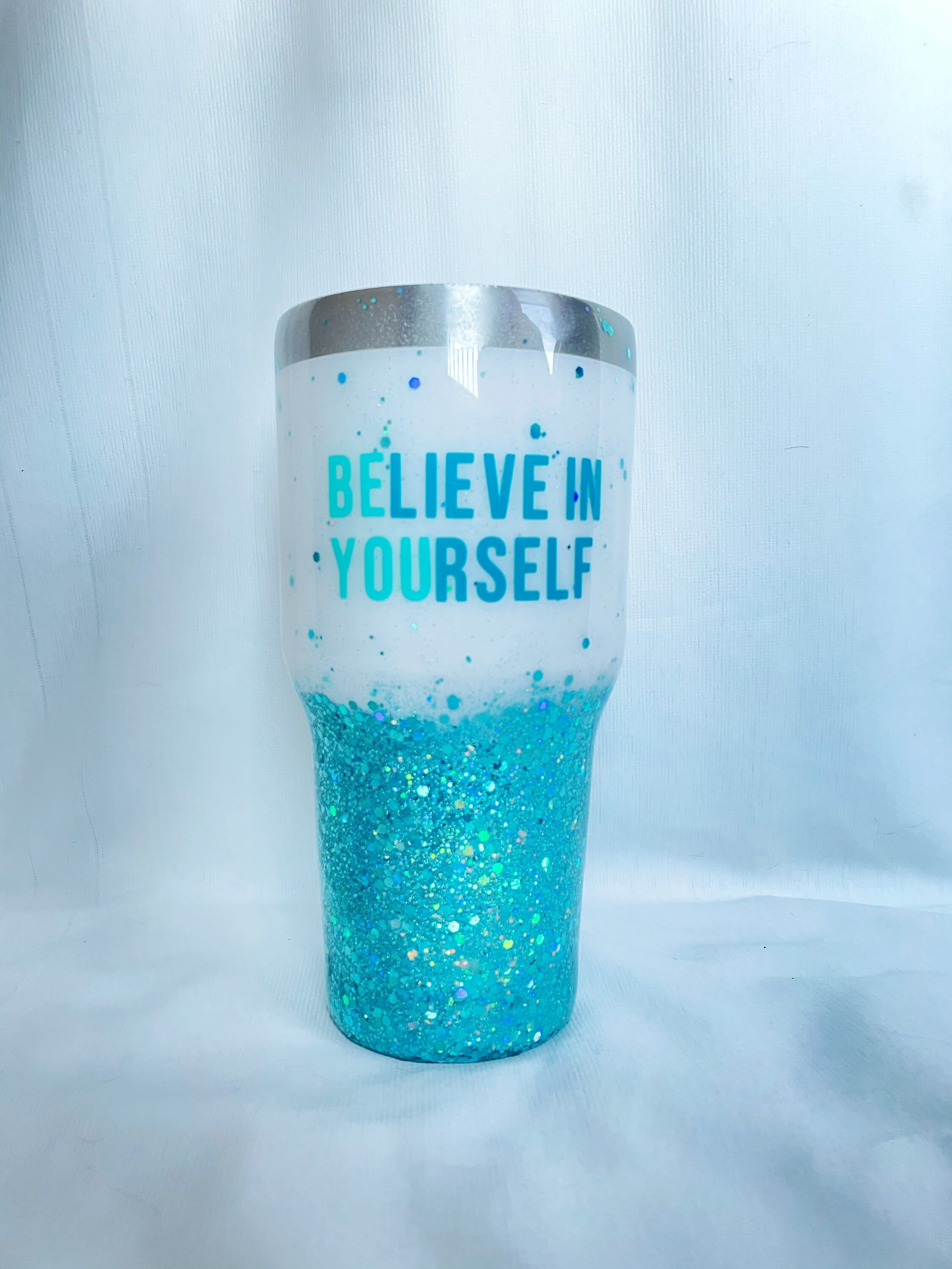 Inspirational quote glitter 30 oz tumbler believe in Etsy