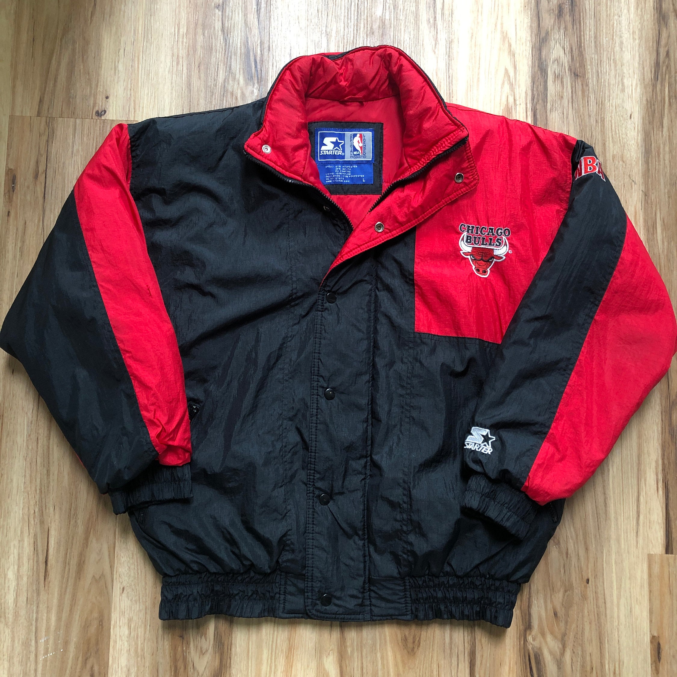 Vintage 90s Chicago Bulls Starter Jacket with Fur Lined Hood