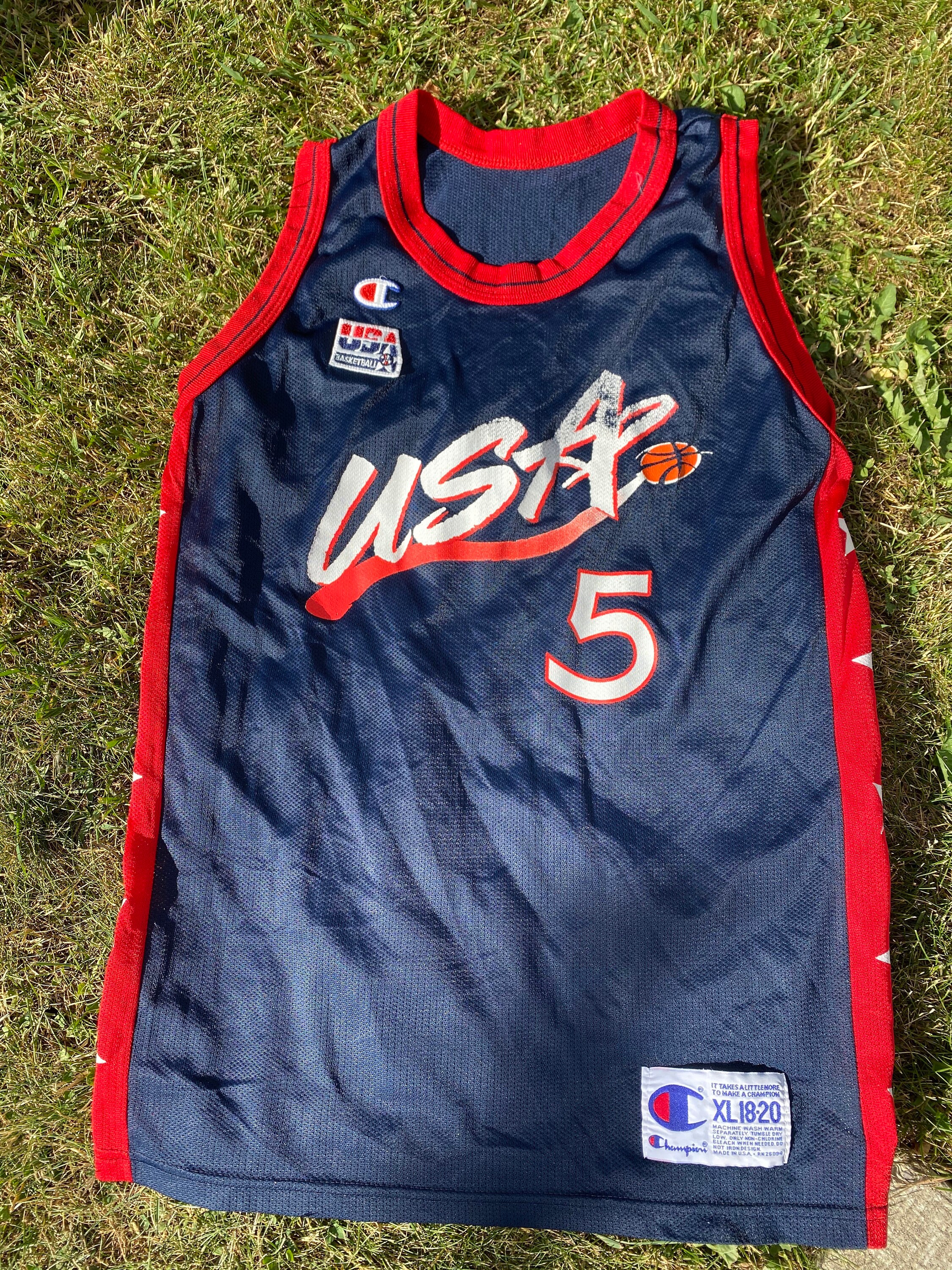 1996 Team Usa Olympic Grant Hill Champion Jersey Youth Size Xl Etsy