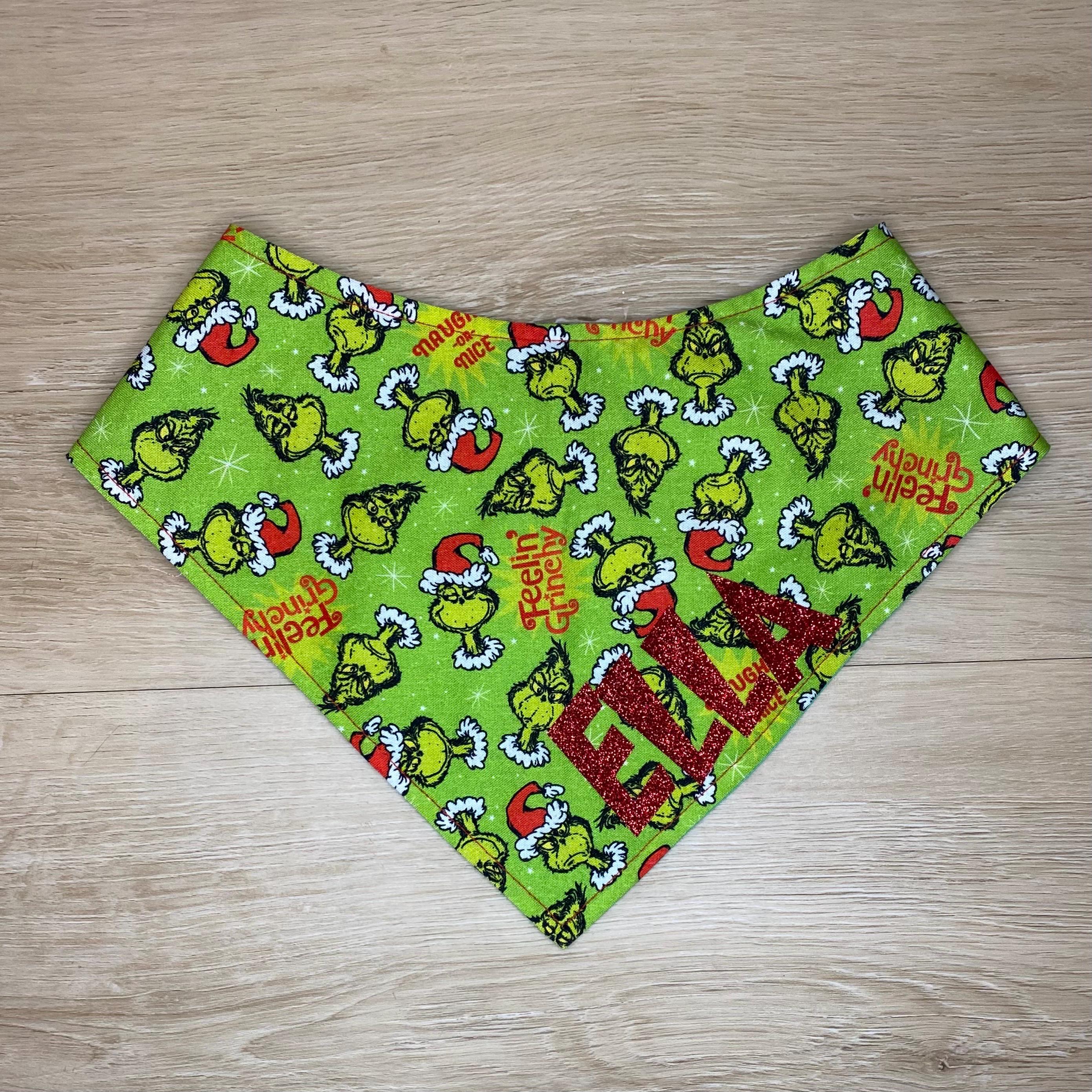 Personalized Christmas Bandana | Grinch Bandana | Christmas Bandana | Christmas Dog Accessories | Christmas Dog Bandana |