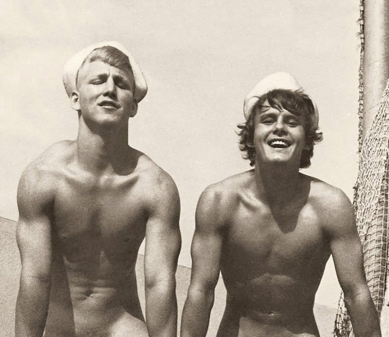 Two Nude Sailors Aboard Vintage Photo 1970s Print Wall Decor Etsy 