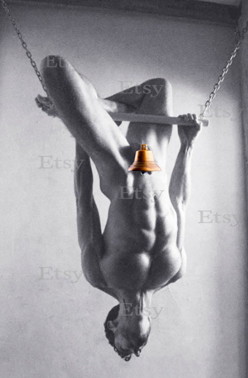 Naked Gymnast Upside Down Vintage Photo 1960s Print image 0.