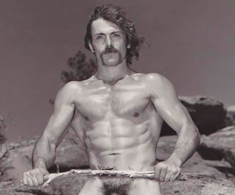 Nude Male Holding a Stick Vintage Photo 1970s Print Wall Decor Etsy