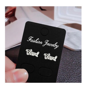 Dainty Blessed Earrings // Stainless Steel Stud //
