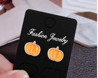Dainty Orange Pumpkin Earrings // Fall Halloween // Stainless Steel Stud //
