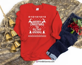Merry christmas ya filthy animal sweater | Etsy Home Alone Merry Christmas Ya Filthy Animal Red Sweater