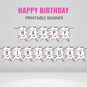 Printable Birthday Banner PDF Instant Download - Game Theme Party Decoration