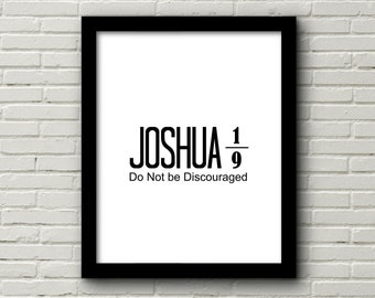 Bible Verse Printable, Do Not be Discouraged, Joshua 1:9, Wall Art Printable, Christian Art, Digital Download
