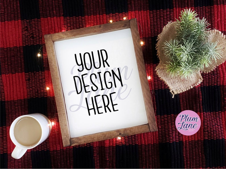 Download Farmhouse Sign Mockup Cozy Christmas Wood Frame Mockup ...