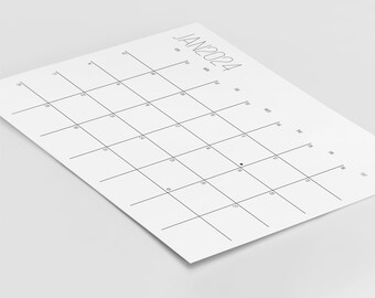 Printable 2024 Calendar Monthly Planner Minimalist Design PDF