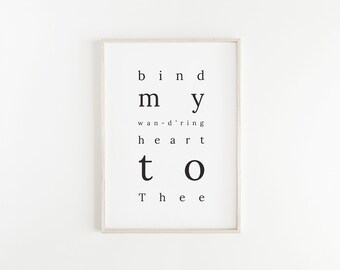 Lámina decorativa con cita de himno, Ata mi corazón errante (Descarga digital)