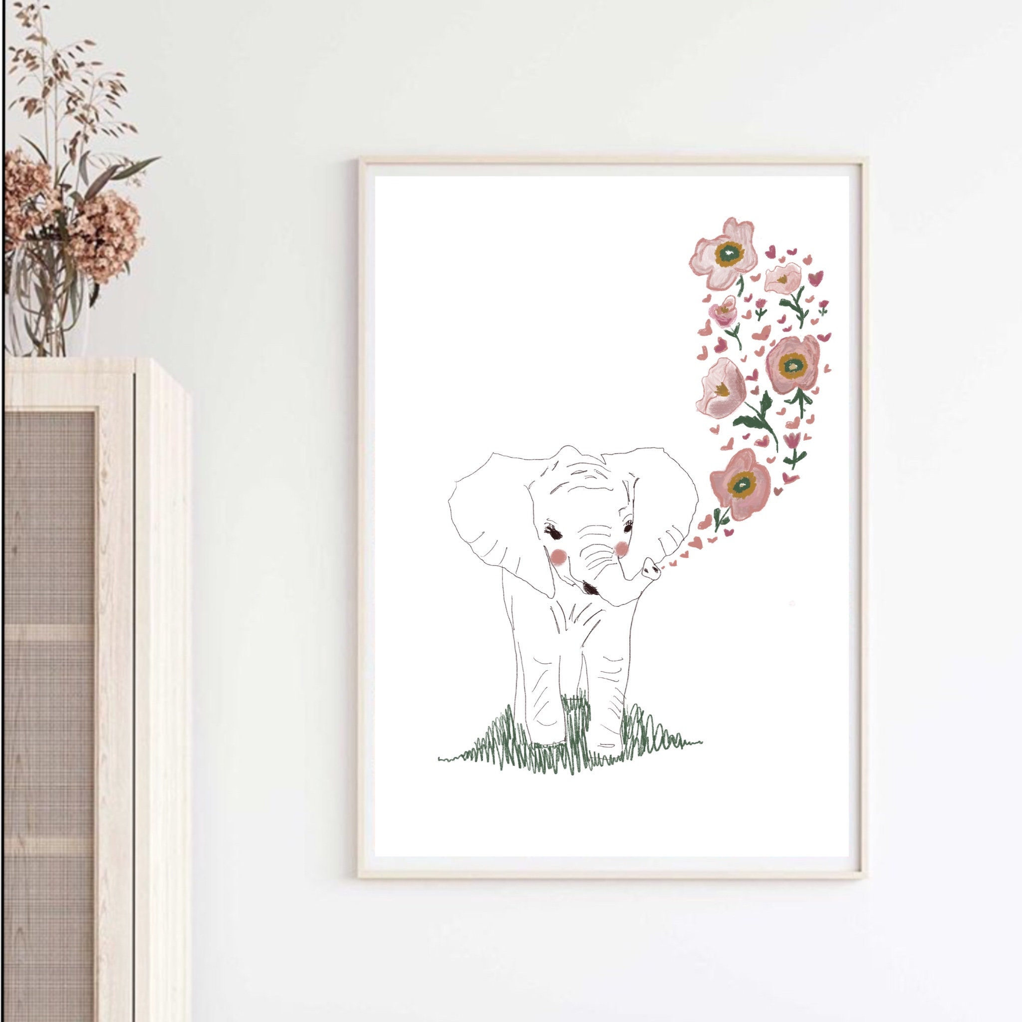 The White Elephant Art Print Baby Elephant Art Print Nursery Etsy