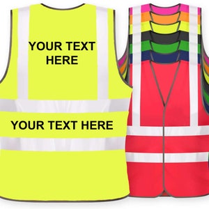 Customised Hi Vis Vest Personalised Printed High Viz Safety Vest EN471, Adult and Children Hi Vis