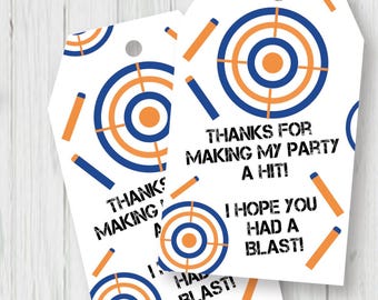 Labels verjaardagsbedankje dartgeweer - bedankkaartje - cadeaufeest Kinderen verjaardag schieten darts