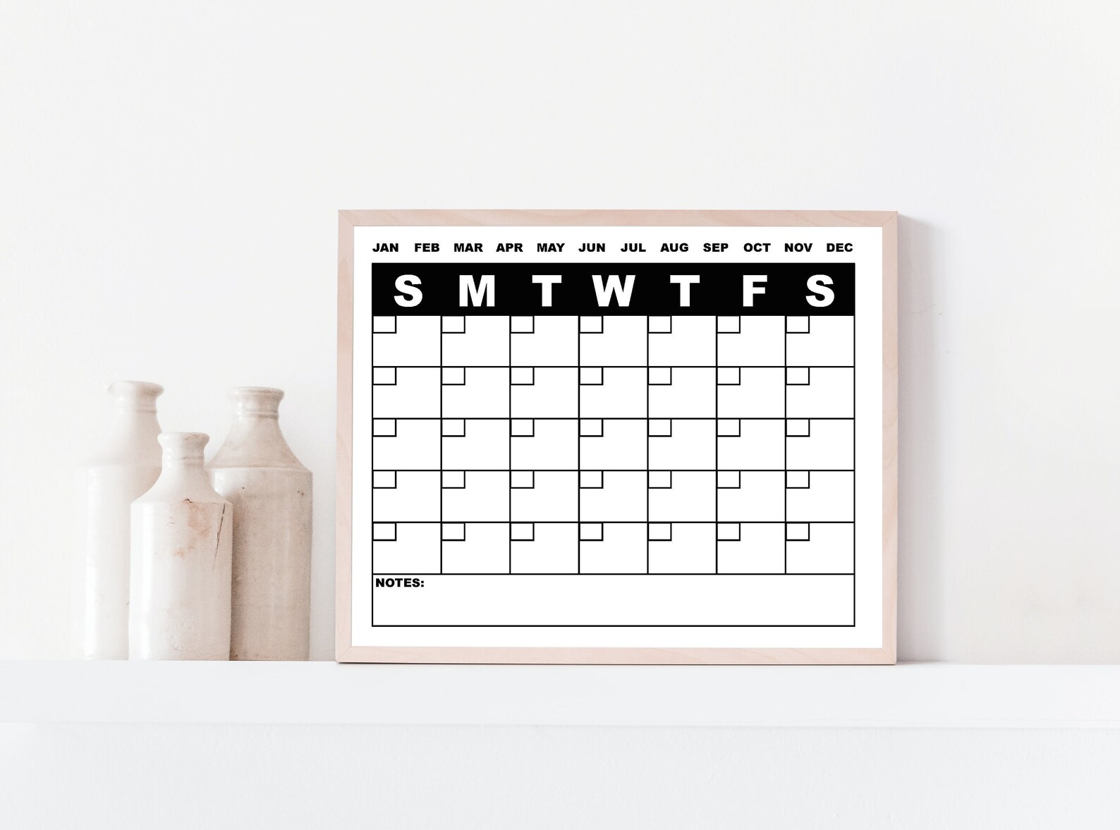 Reusable Printable Calendar Fill in Monthly Planner Etsy