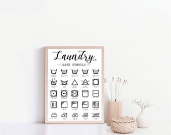 Laundry Cheat Sheet, Printable Laundry Guide, Laundry Instructions, Laundry guide, digital print, instant download decor, Wall decor