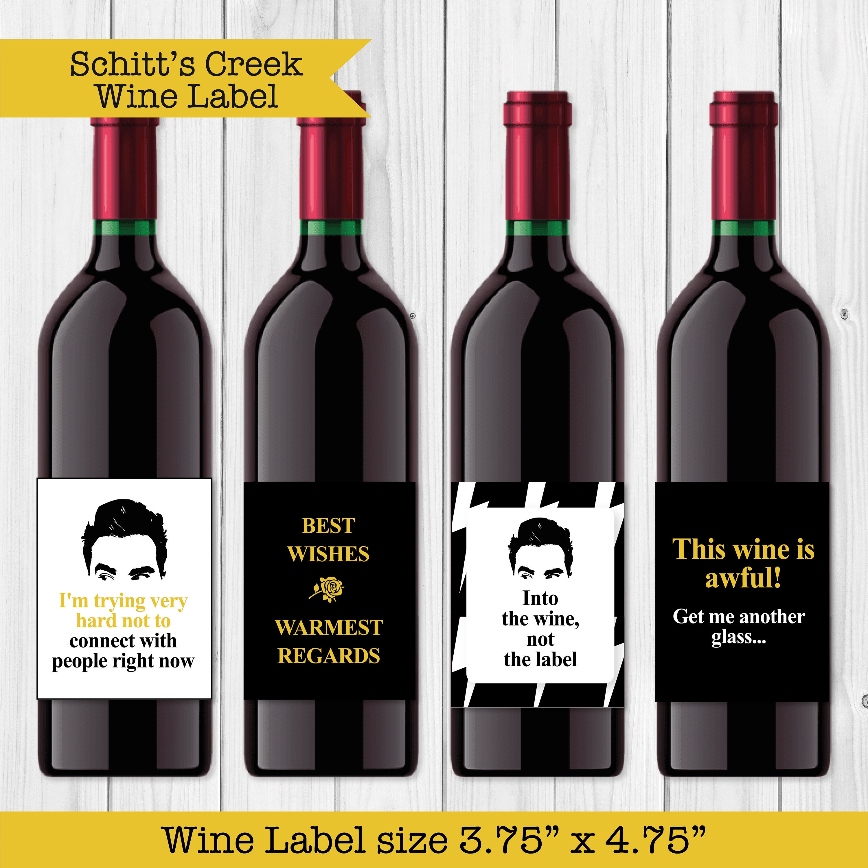 Schitt's Creek Wine Bottle Labels Schitt's Creek TV Show Wine Labels