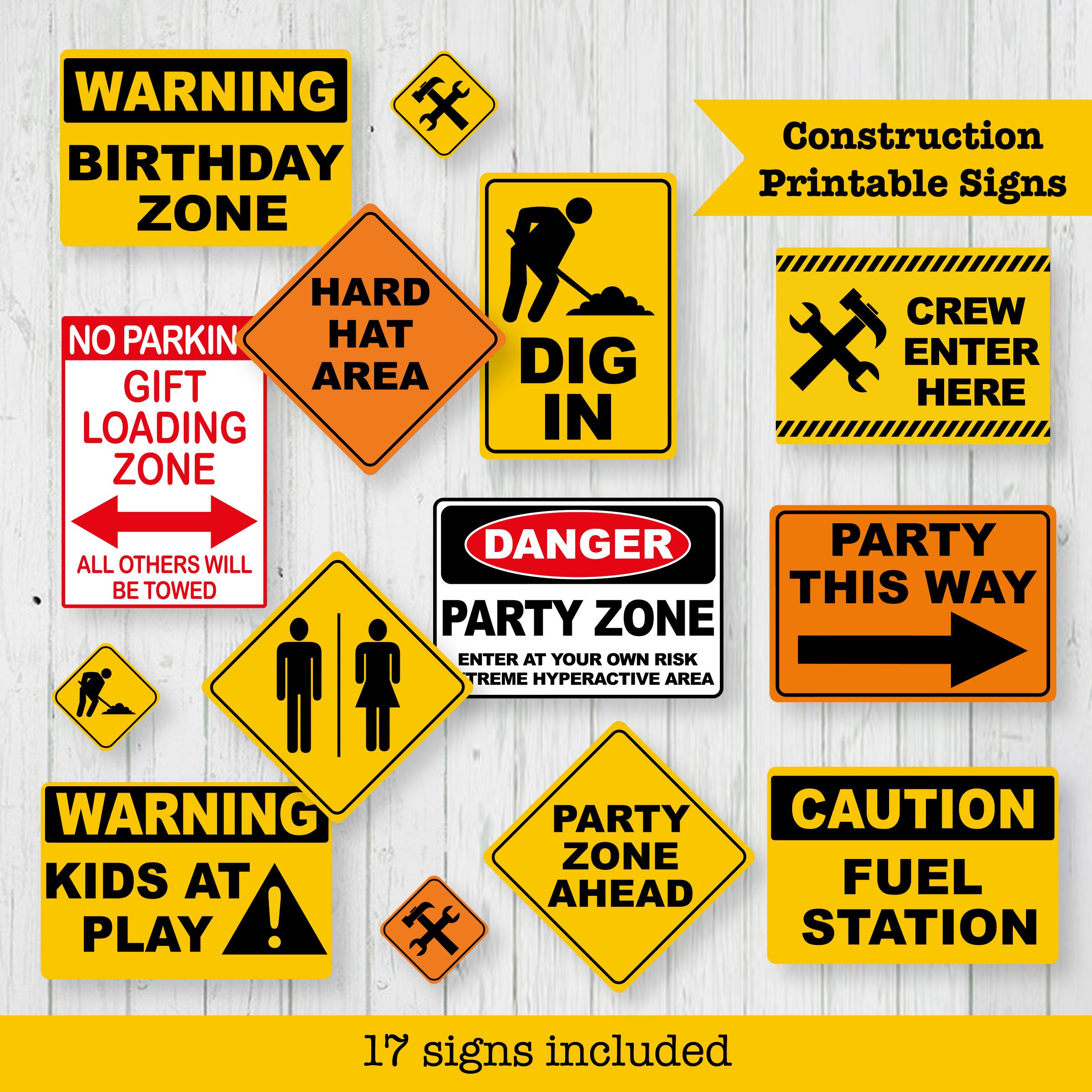 Construction Birthday Party Signs, Party Signs, Construction Party ...