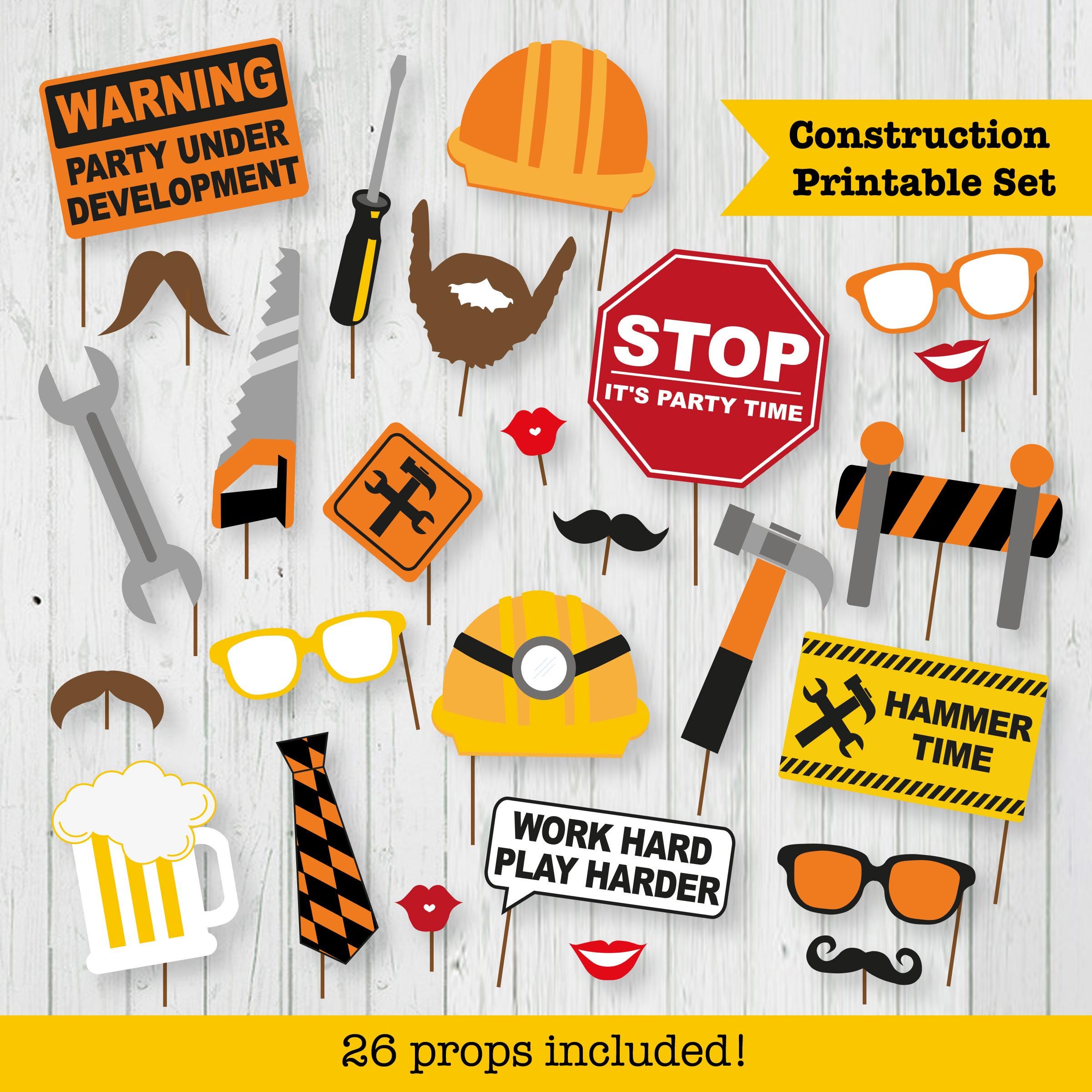 Construction Party Printable Photo Booth - Construction Party Theme ...