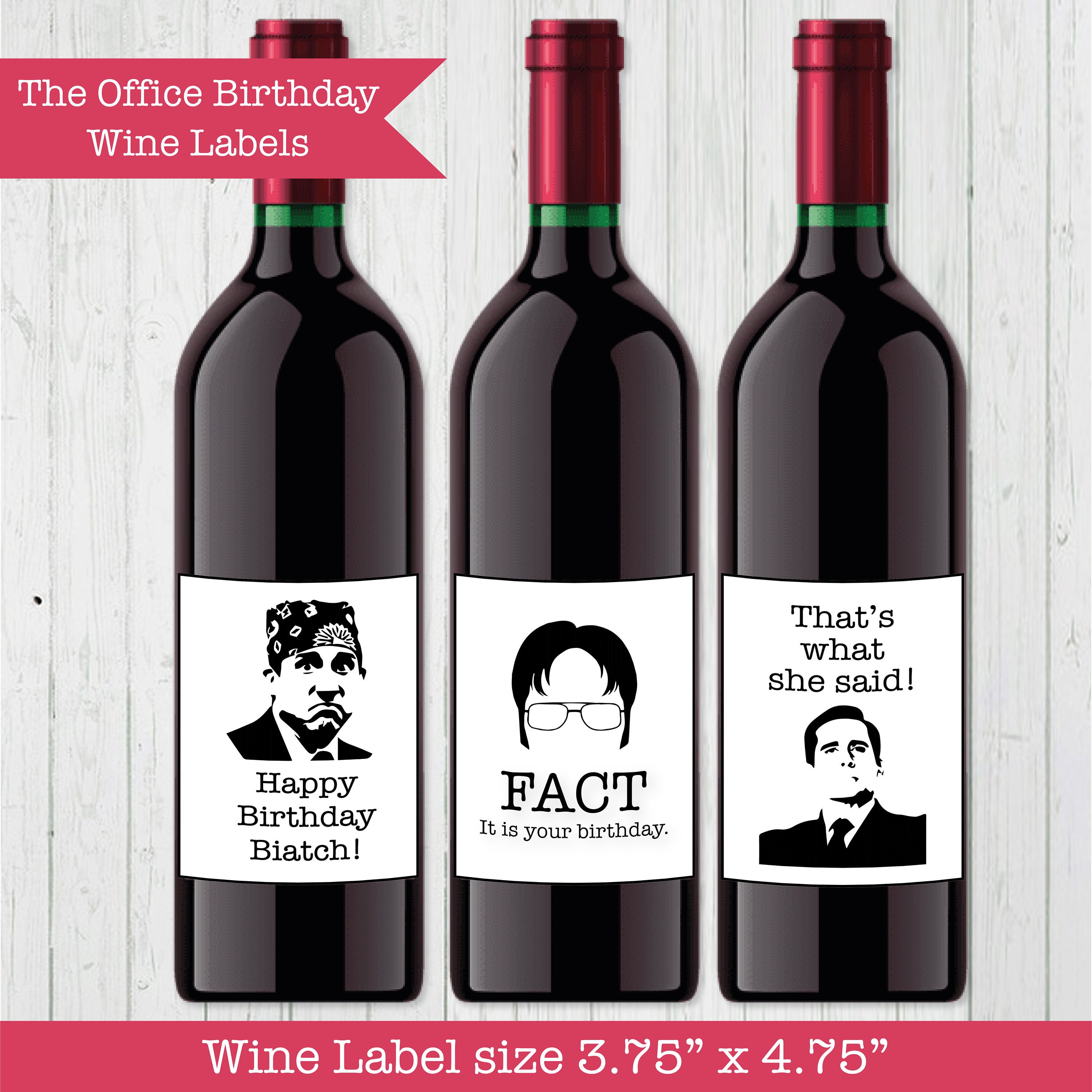 The Office Wine Bottle Labels Michael Scott Birthday Wine Etsy