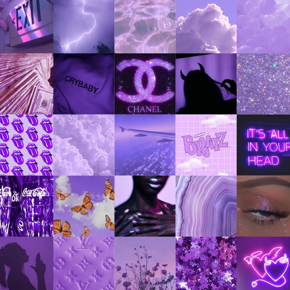 Purple Aesthetic Wall Collage Kit 25 Piece Digital | Etsy