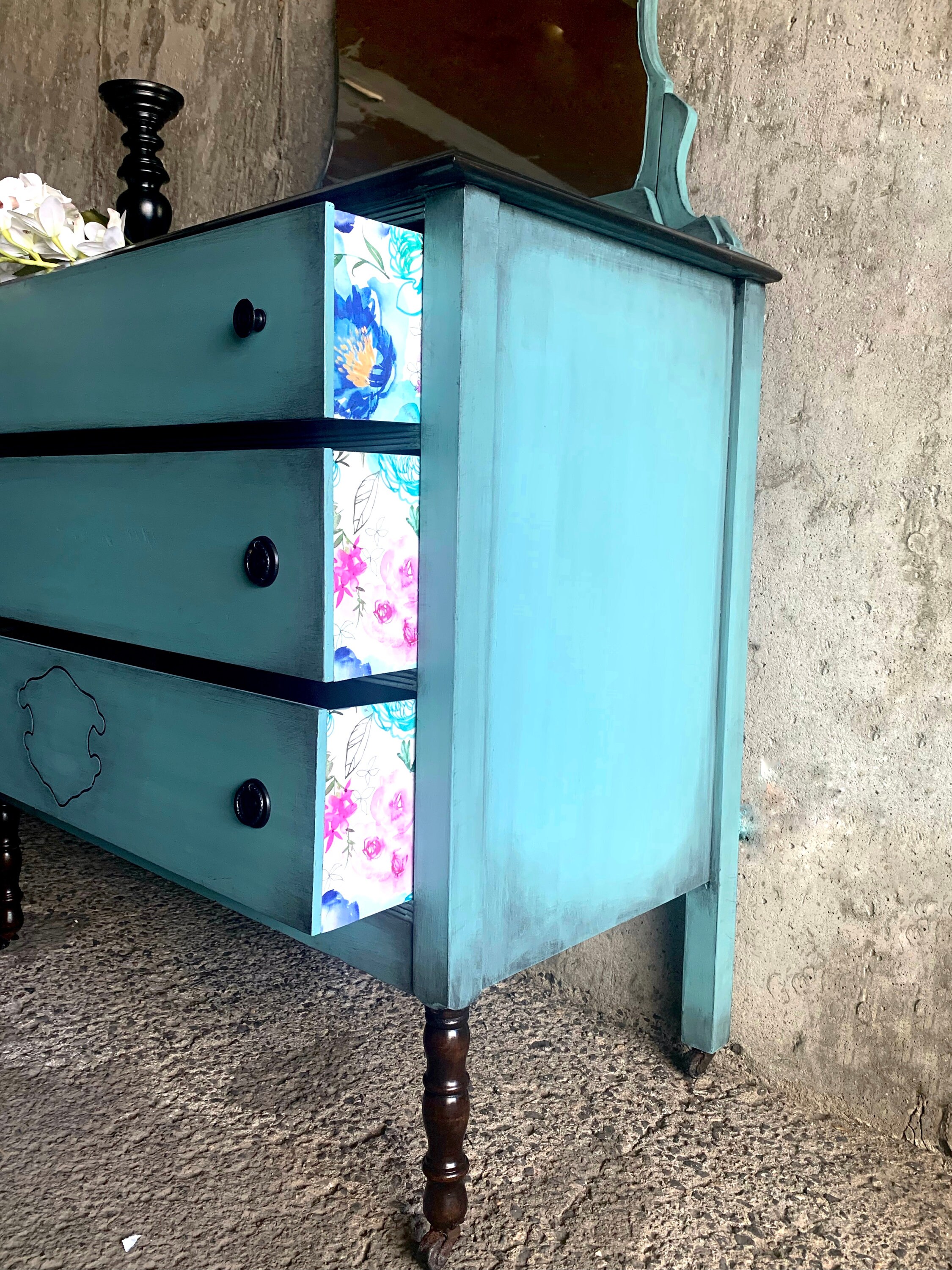 Custom Painted Antique Dresser with Mirror Etsy