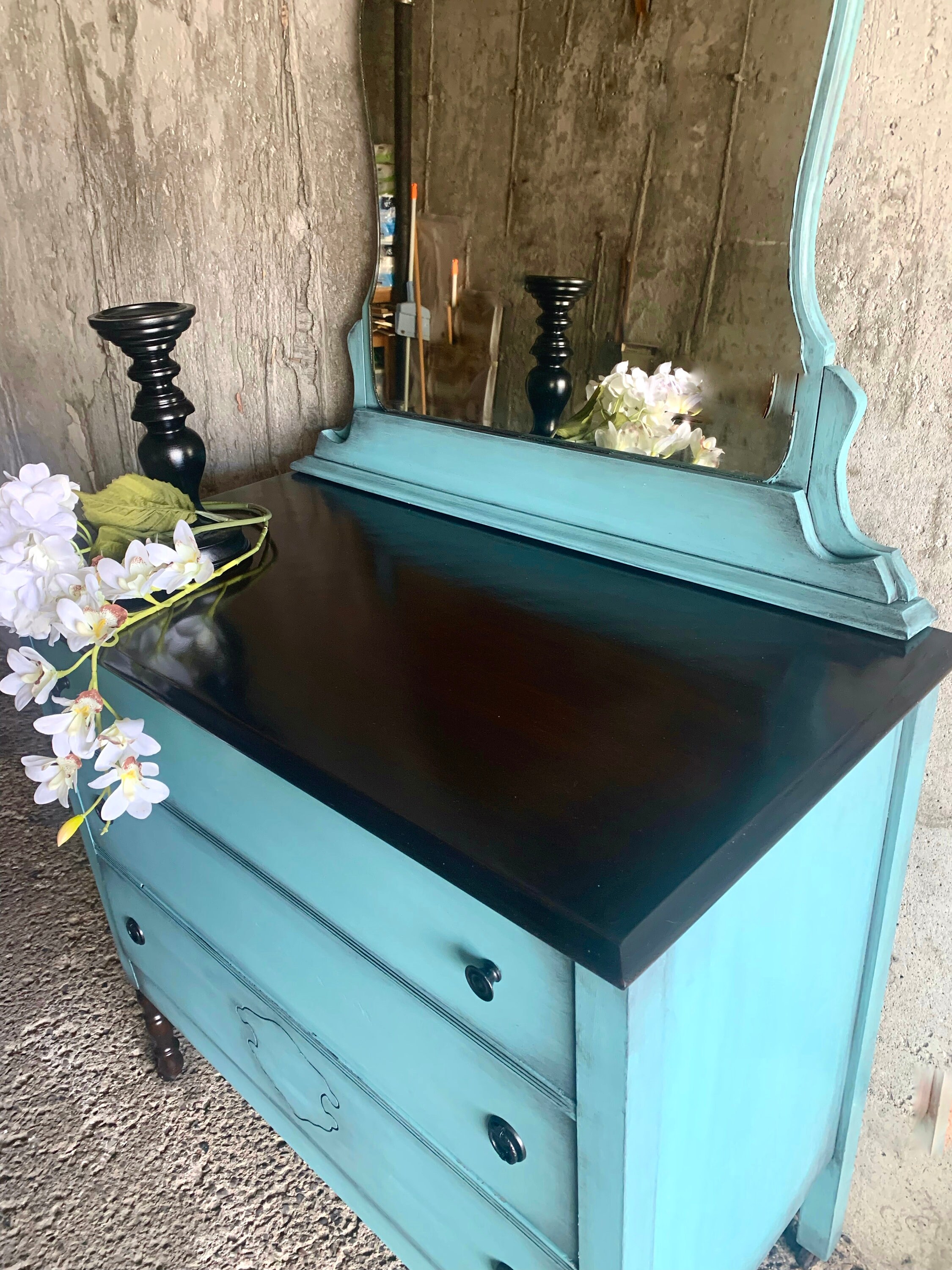 Custom Painted Antique Dresser with Mirror Etsy