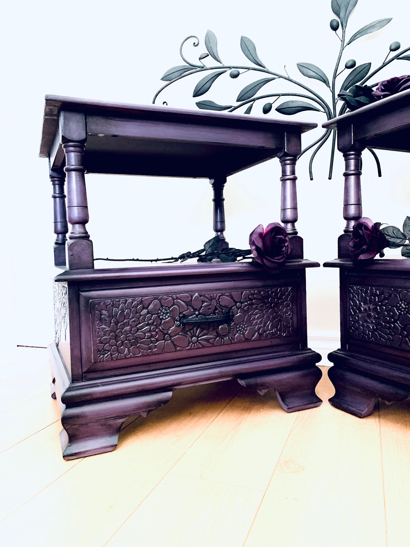 SOLD Custom Painted Purple End Tables Etsy