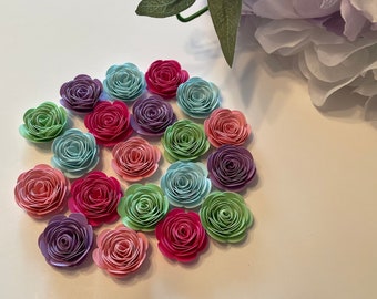 Rolled Paper Flower Set | 1" Cardstock Roses, Crafts (Set of 20)