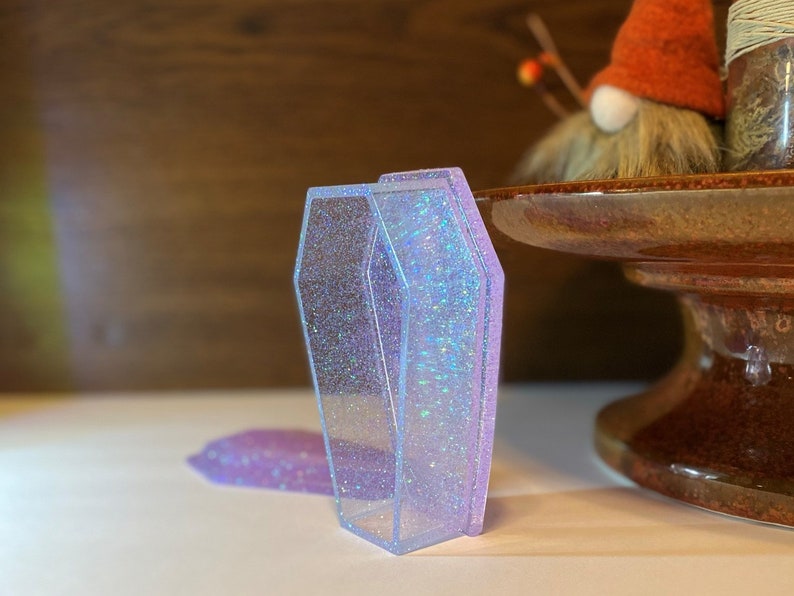 Storage Box Trinket Box Frozen Lavender and Blue Ice Resin Coffin Box Trinket Tray Jewelry Dish