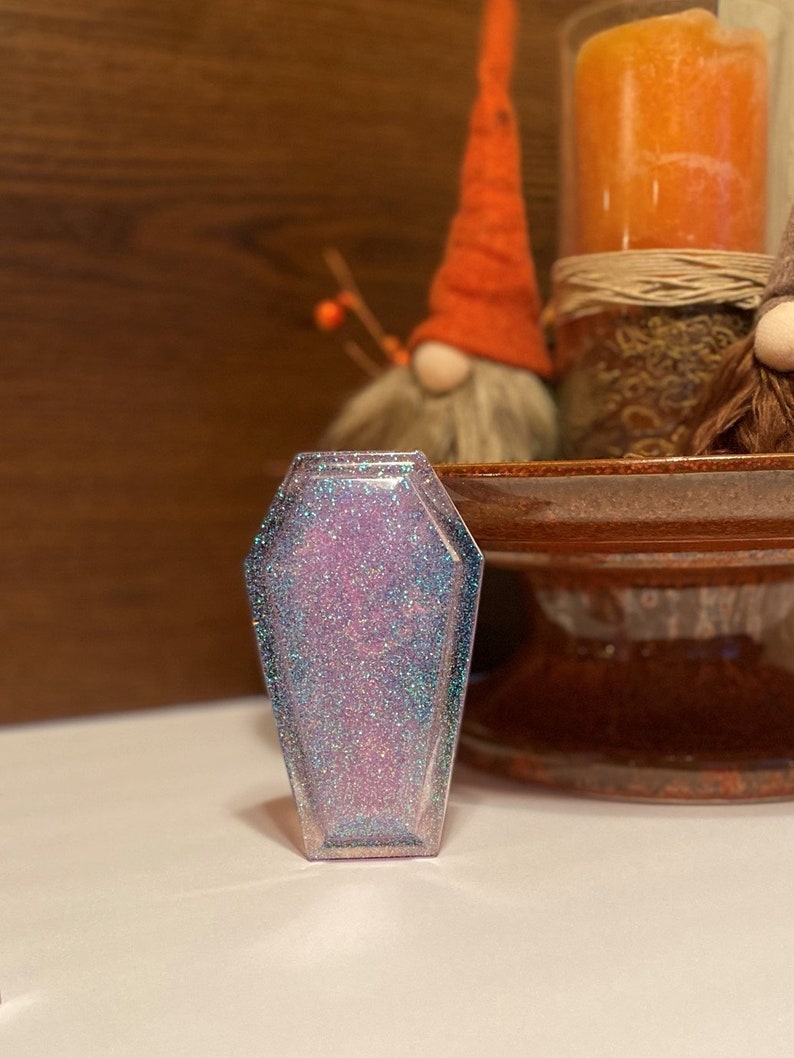 Storage Box Trinket Box Frozen Lavender and Blue Ice Resin Coffin Box Trinket Tray Jewelry Dish
