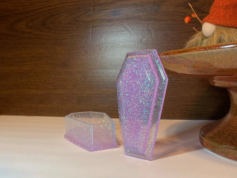 Storage Box Trinket Box Frozen Lavender and Blue Ice Resin Coffin Box Trinket Tray Jewelry Dish