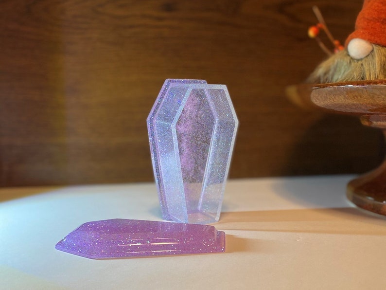 Storage Box Trinket Box Frozen Lavender and Blue Ice Resin Coffin Box Trinket Tray Jewelry Dish
