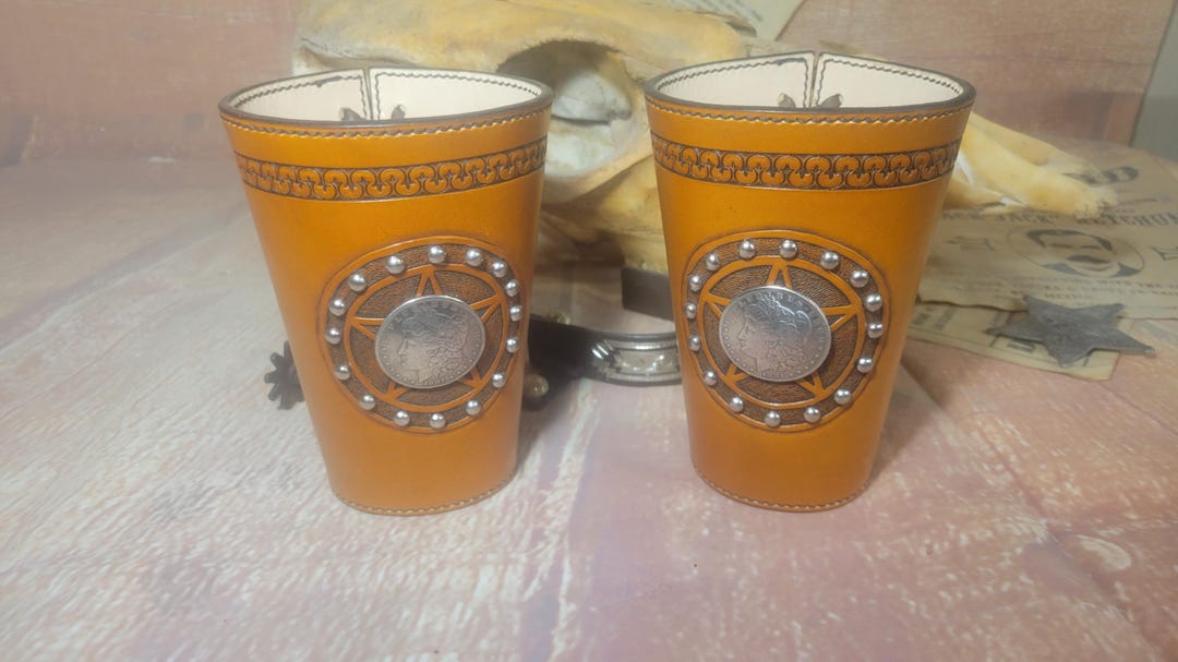 Cowboy Roping Cuffs Handmade Leather Cowboy Cuffs, Roping Cuffs, Dollar Concho - Etsy