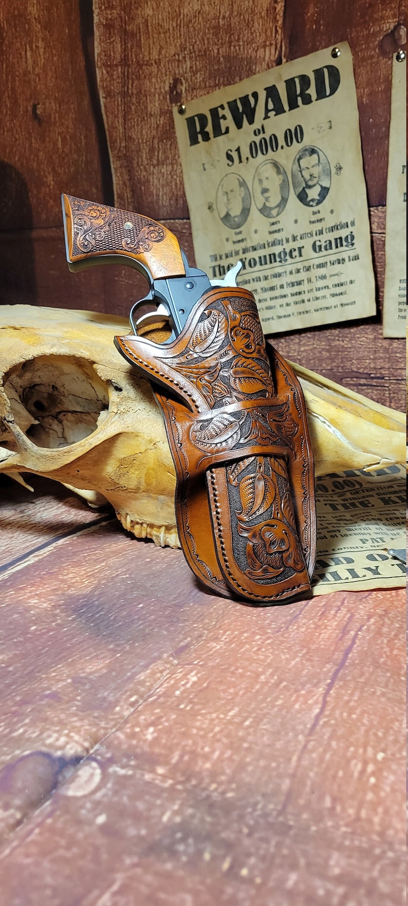 Mexican loop holster for Ruger Wrangler or Heritage Rough Rider 5.5" or shorter barrel image 1