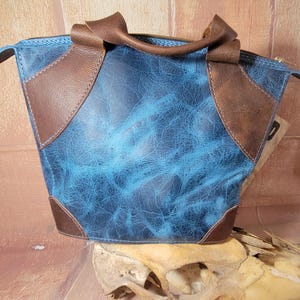 Hand made leather top handle purse, handbag.