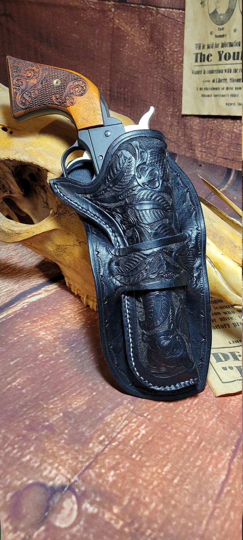 Mexican loop holster for Ruger Wrangler or Heritage Rough Rider 5.5" or shorter barrel image 5