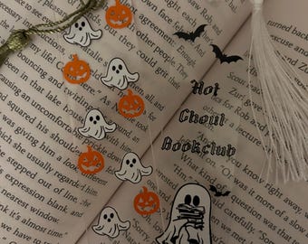 Marcadores acrílicos de Halloween, regalo de libros espeluznantes, fantasmas, calabazas, club de lectura