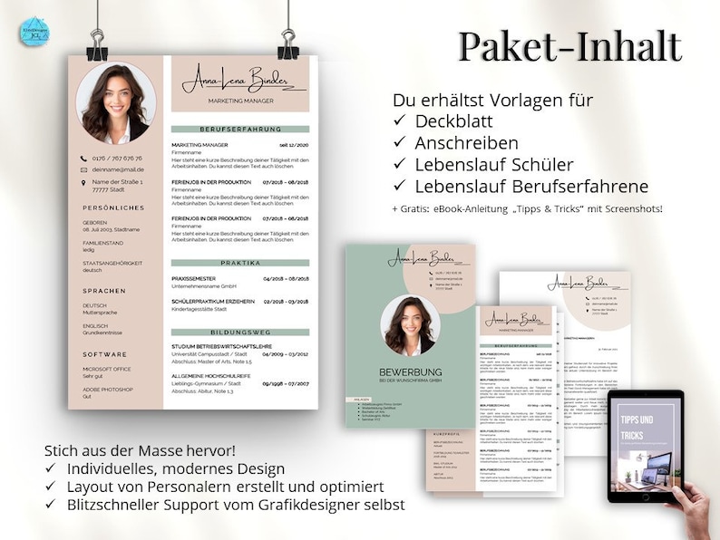 Lebenslauf Vorlage deutsch Word Pages Bewerbungsvorlage moderne Bewerbung Bild 2