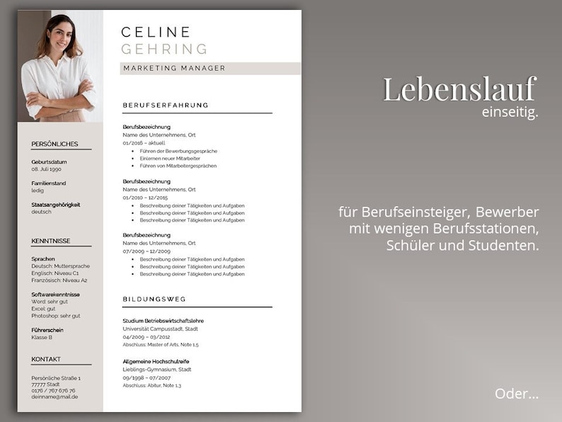 Lebenslauf Vorlage deutsch Word Pages Bewerbungsvorlage moderne Bewerbung Bild 5