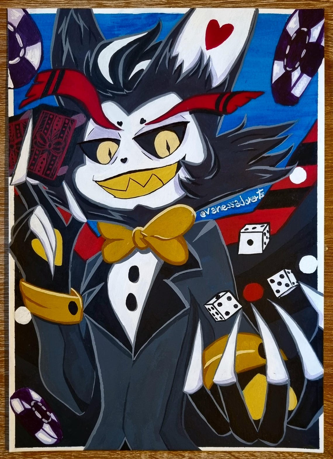 husk-overlord-fanart-original-acrylic-painting-hazbin-hotel-fanart