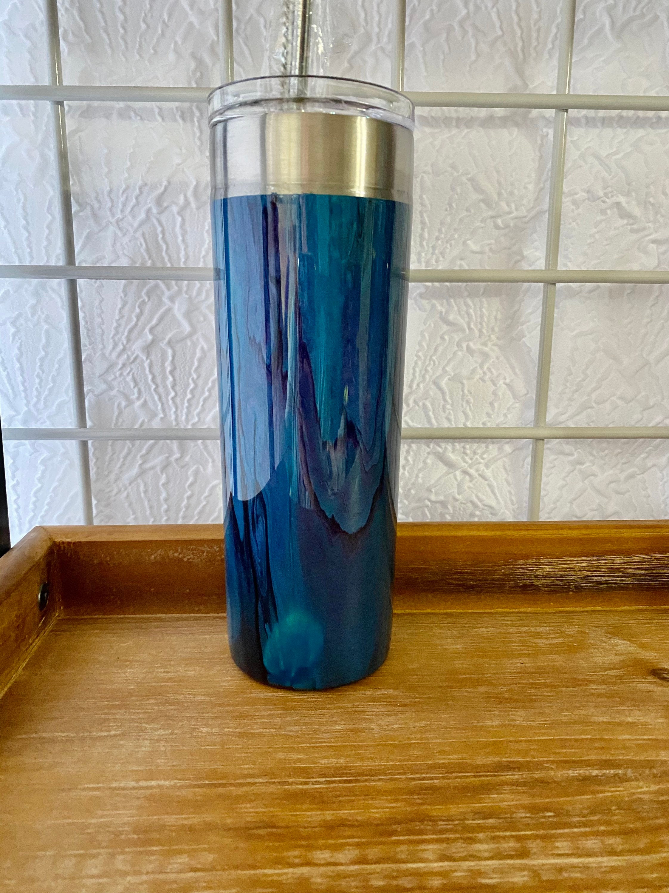 20oz Skinny Tumbler Acrylic Pour Acrylic Paint Tumbler Etsy